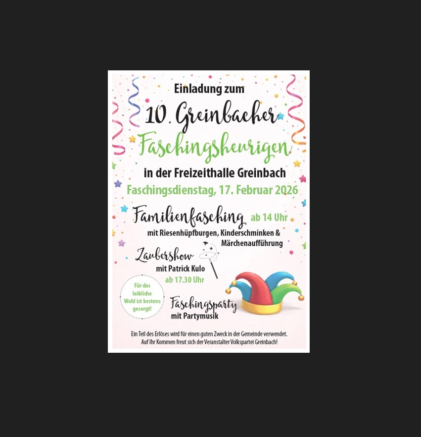 10. Greinbacher Faschingsheuriger 2026