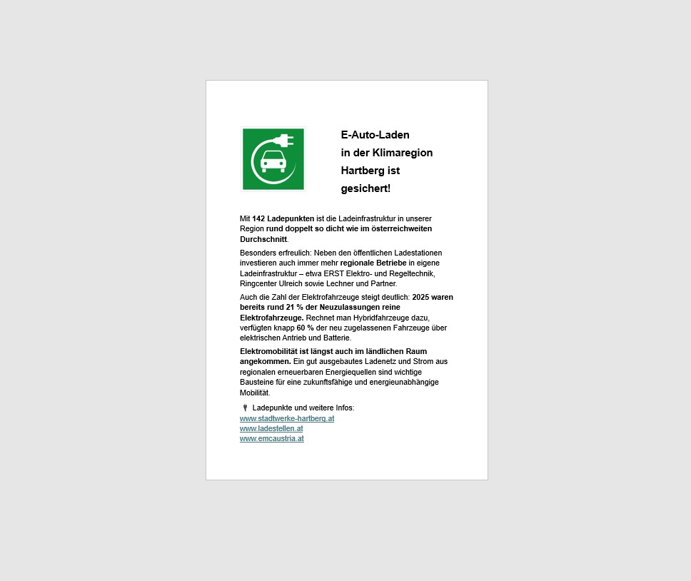 E-Auto Ladestationen Region Hartberg